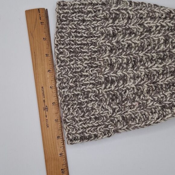 Cozy Wool Knit Beanie Taupe Cream Hat main image 4